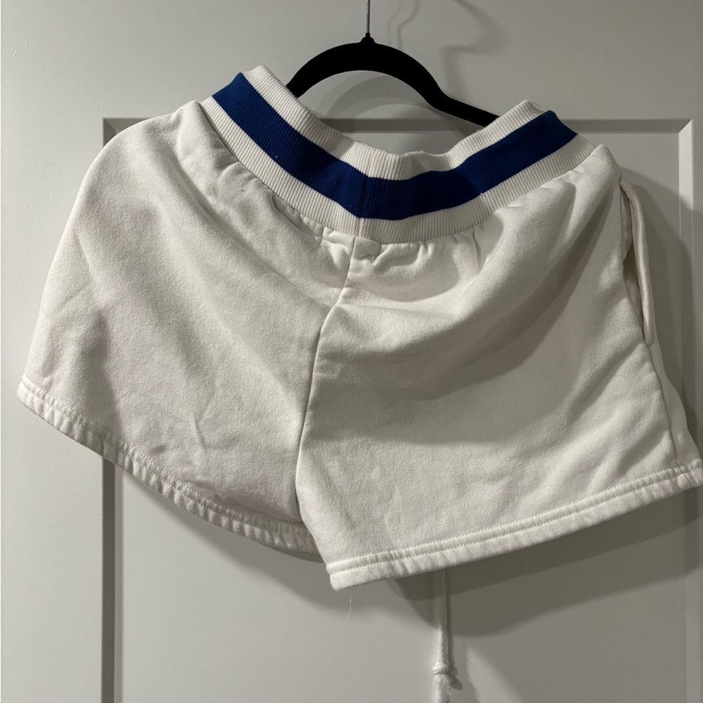 Sunday White Shorts with Blue Accent